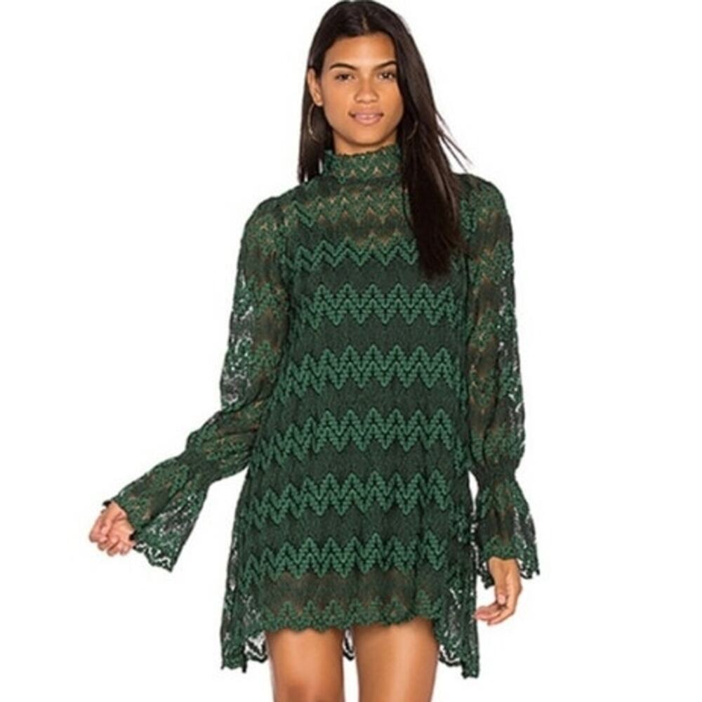 Free People Green Lace Mini Dress